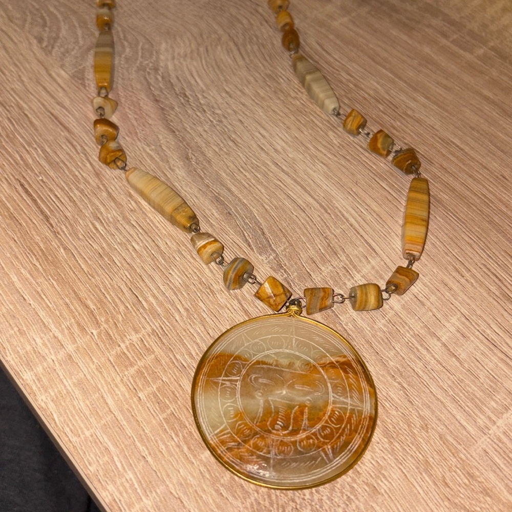 Vintage agate Aztec necklace